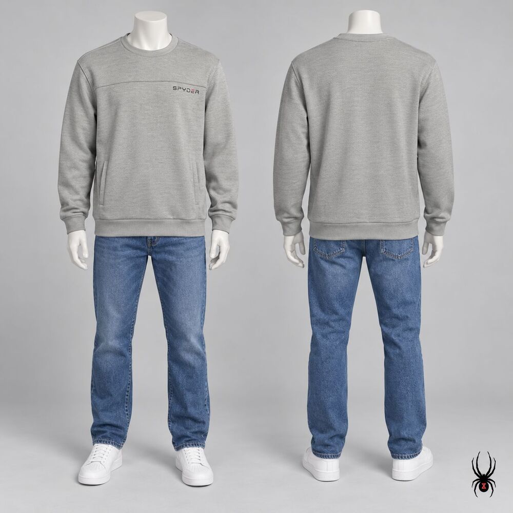 Spyder Active Men’s Large Gray Textured Fleece Crewneck Pullover SPM8007U
